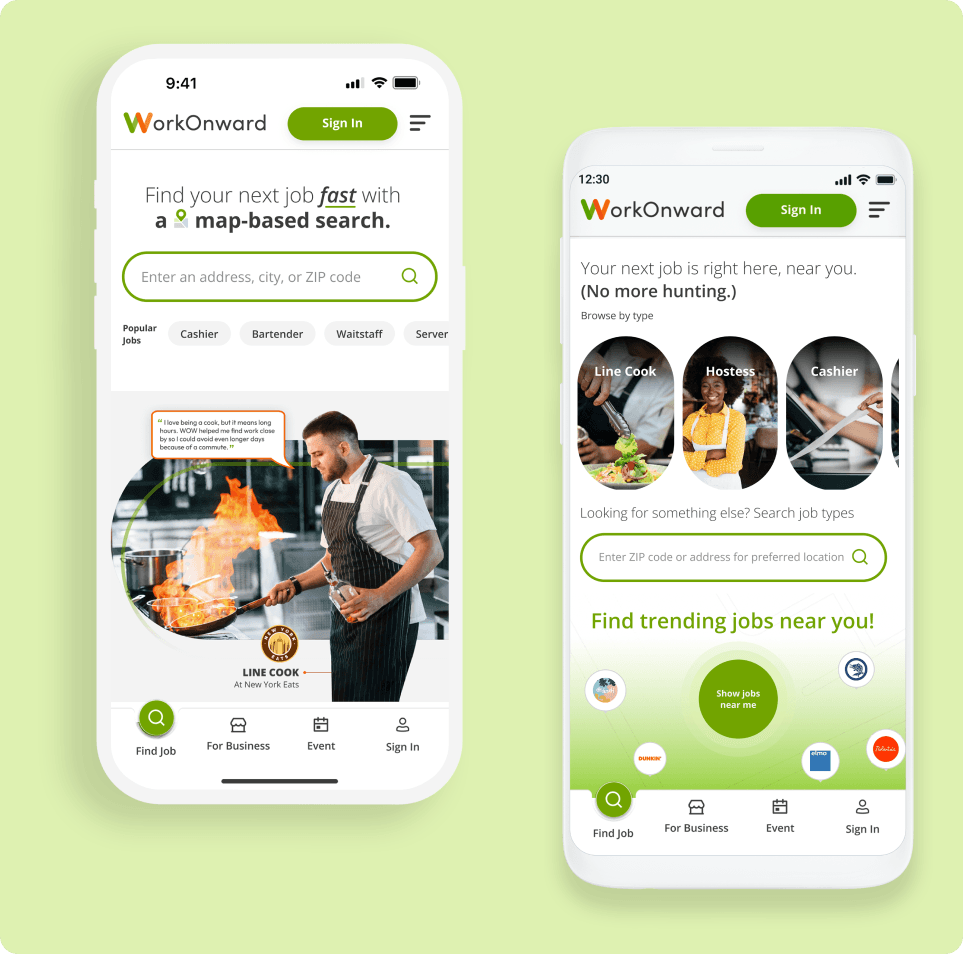 WorkOnward's map-based interface